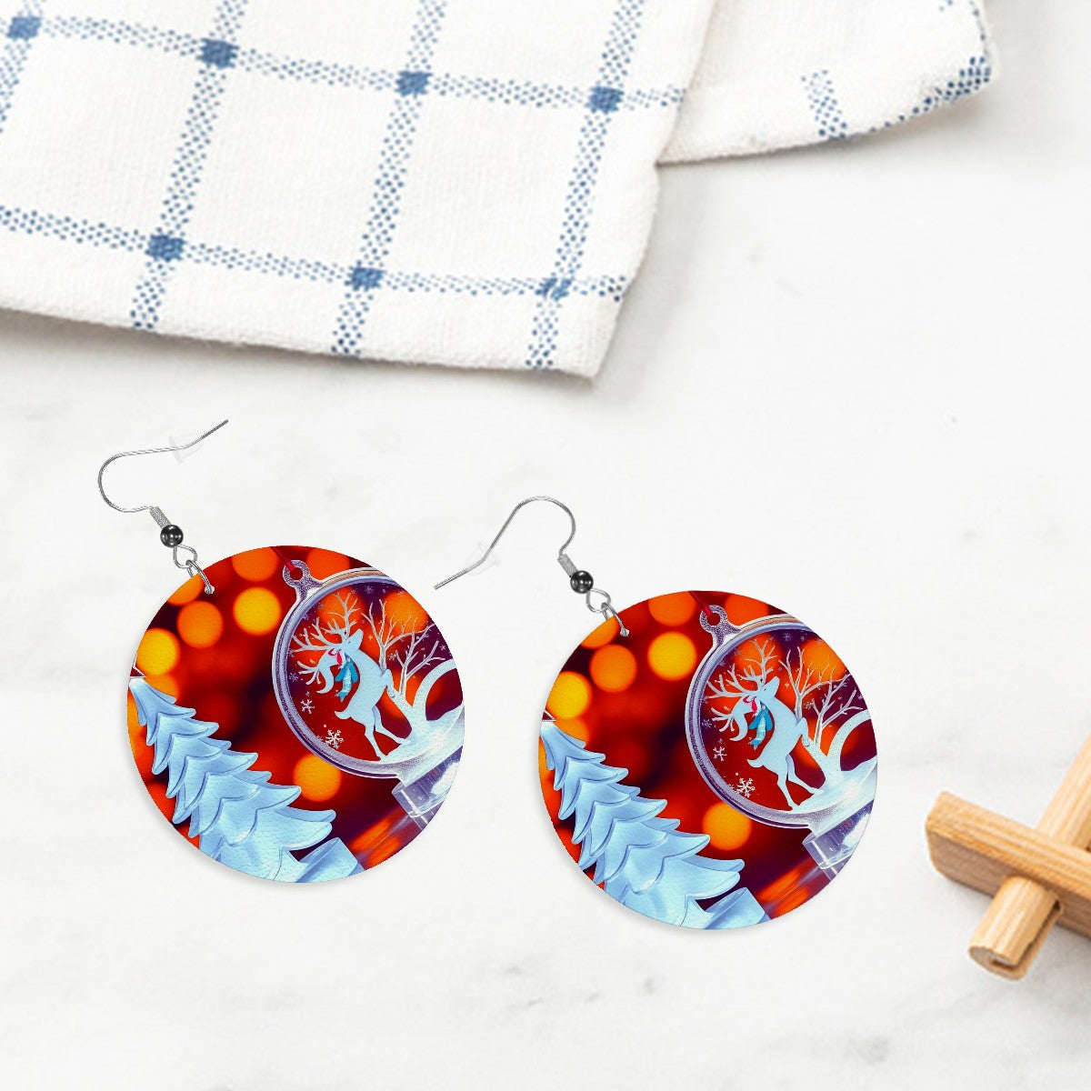 Christmas pleasure: Leather Round Earrings - World Kryptonite