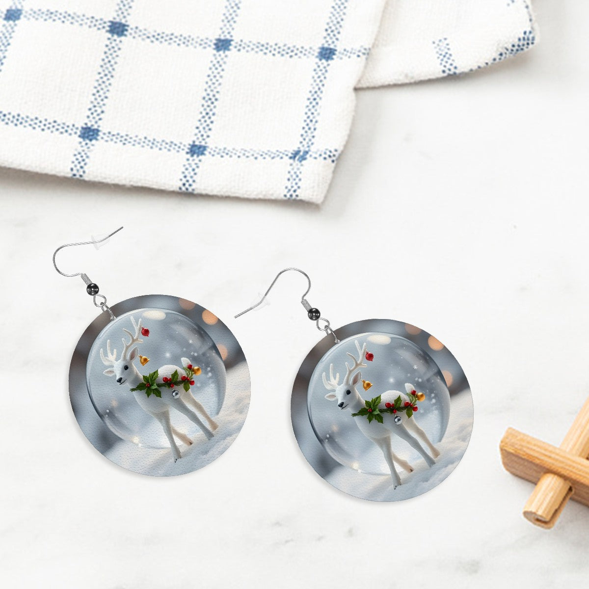 Festive Glow Leather Round Earrings - World Kryptonite