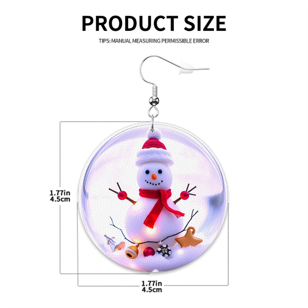 Christmas Snowman Leather Round Earrings - World Kryptonite