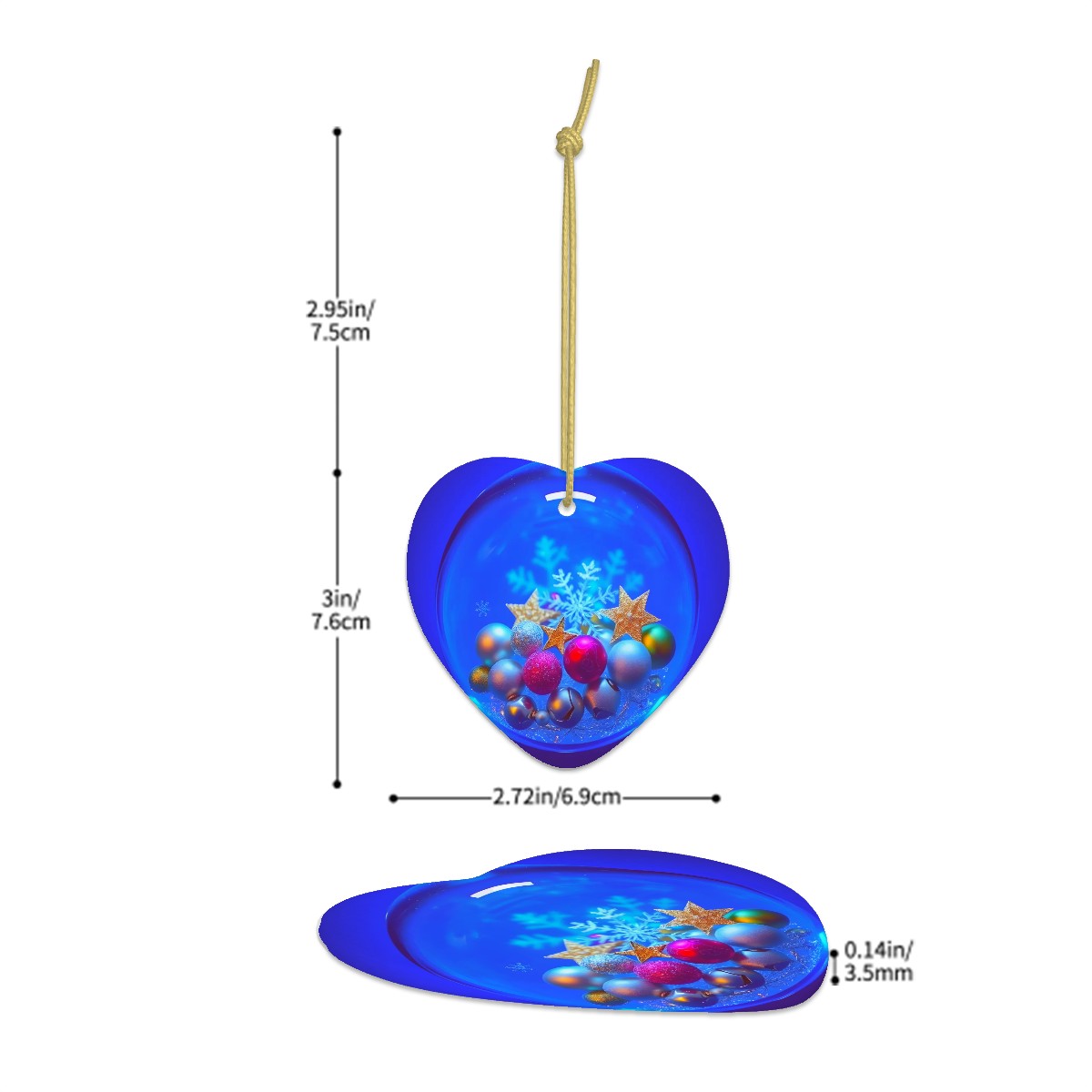 Noel Glow Heart Shape Ceramic Ornaments Christmas Decorations - World Kryptonite