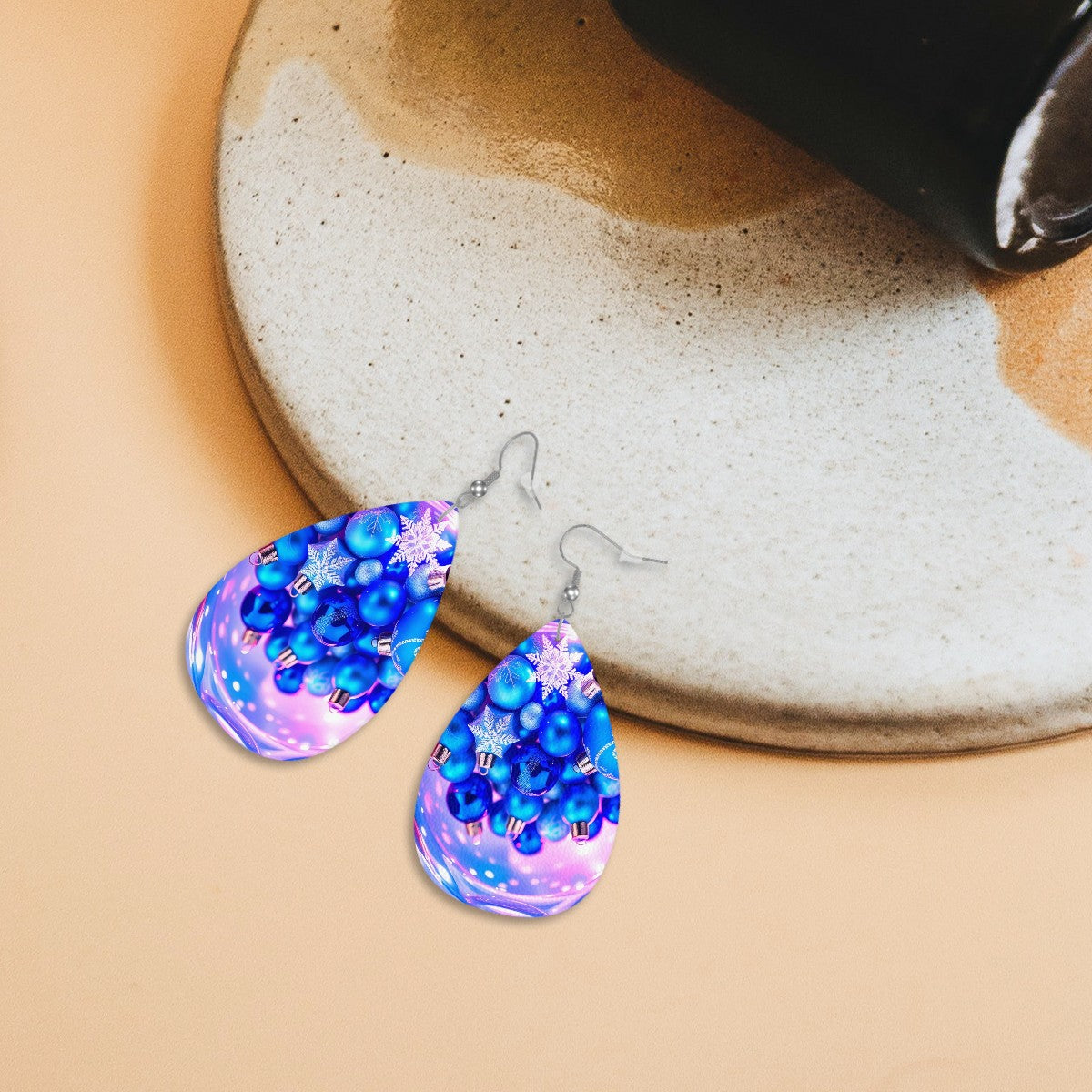 Christmas Charm Leather Teardrop Earrings - World Kryptonite