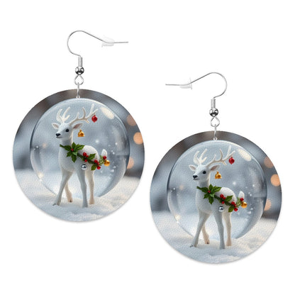 Festive Glow Leather Round Earrings