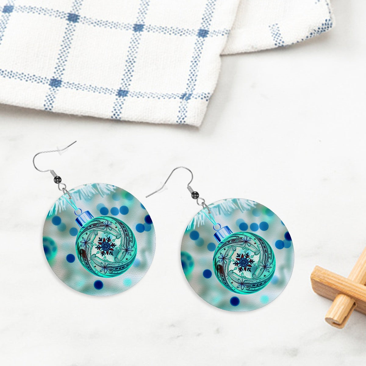 Holiday Sparkle Leather Round Earrings - World Kryptonite