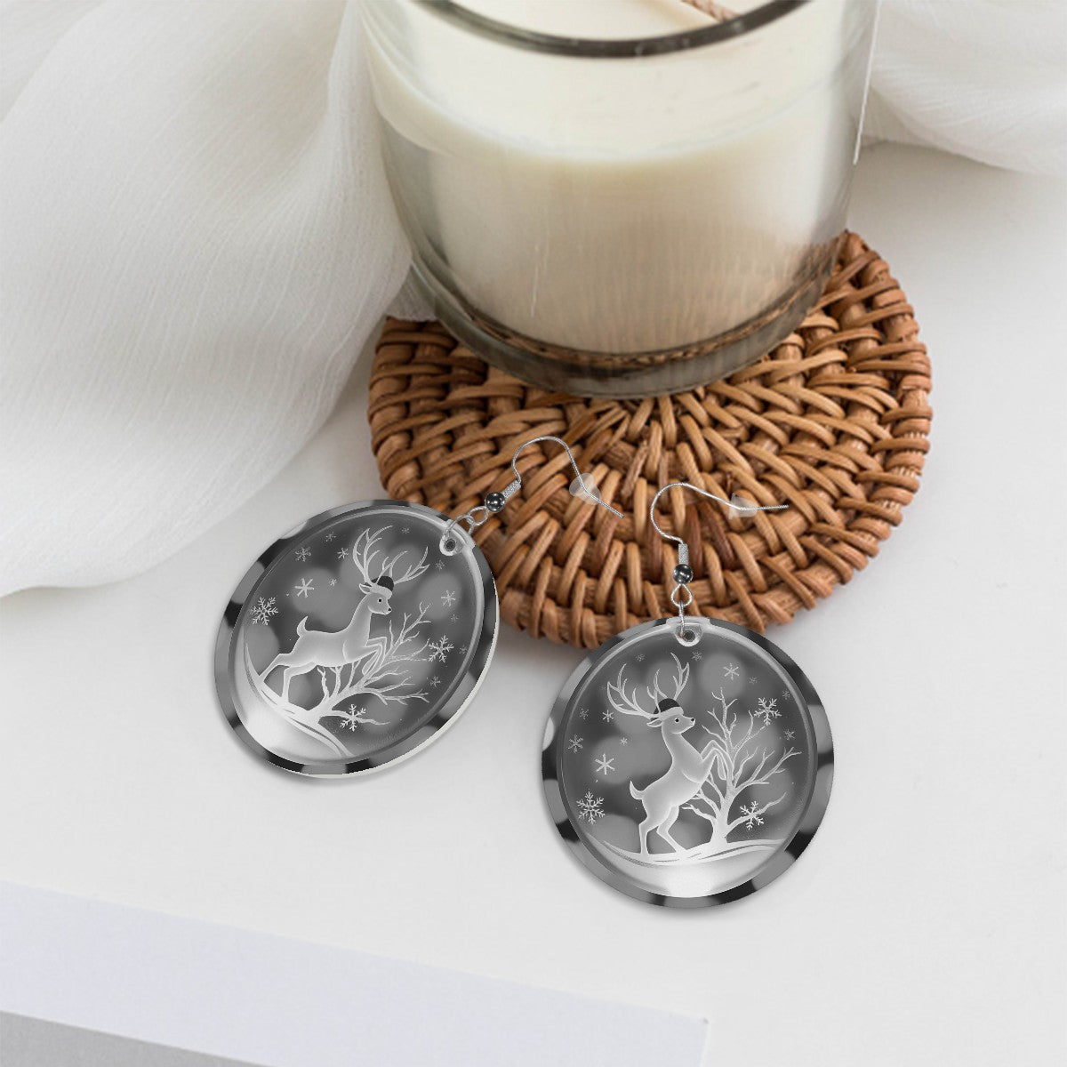 White Pleasure Leather Round Earrings - World Kryptonite