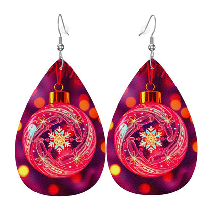 Velvet Christmas Leather Teardrop Earrings - World Kryptonite