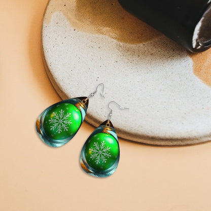 Christmas Leather Teardrop Earrings - World Kryptonite