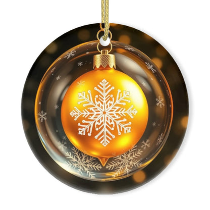 Tinsel Twinkle Round Shape Ceramic Ornaments Christmas Decorations