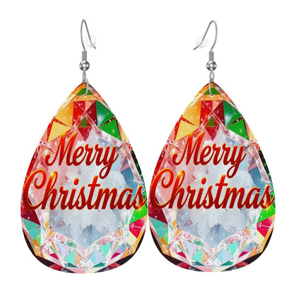 Christmas Leather Teardrop Earrings - World Kryptonite