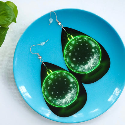 Green Christmas Pixie Leather Teardrop Earrings - World Kryptonite