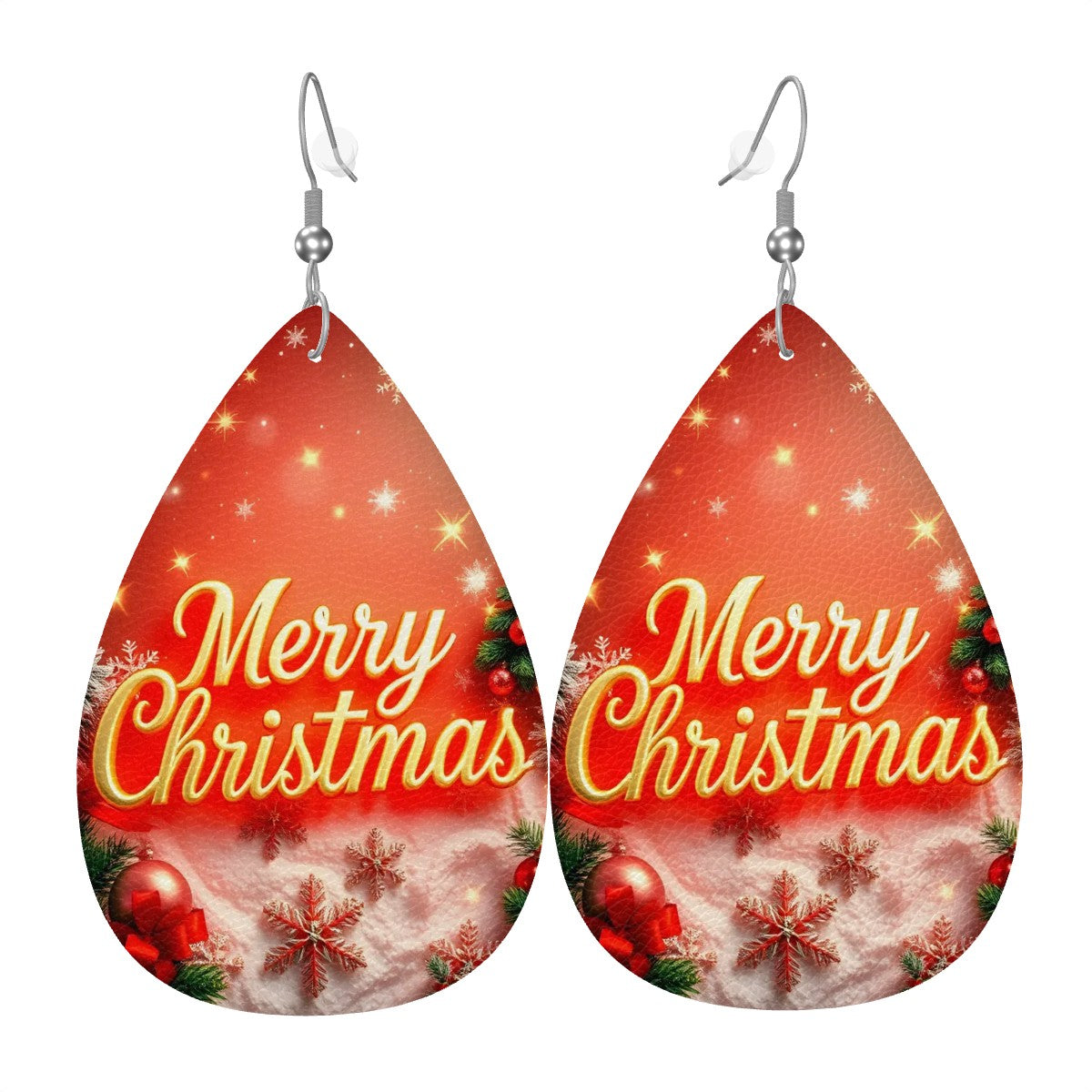 Christmas Leather Teardrop Earrings - World Kryptonite