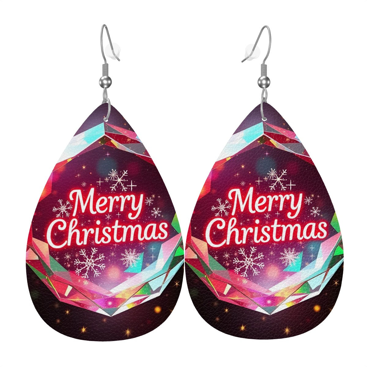 Christmas Leather Teardrop Earrings - World Kryptonite