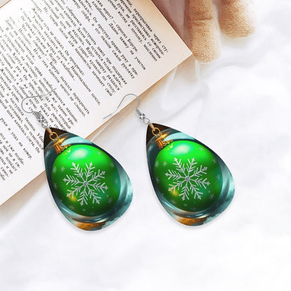 Christmas Leather Teardrop Earrings - World Kryptonite