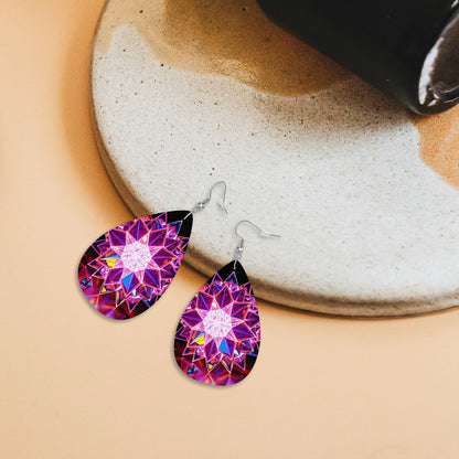 Mystic Leather Teardrop Earrings - World Kryptonite