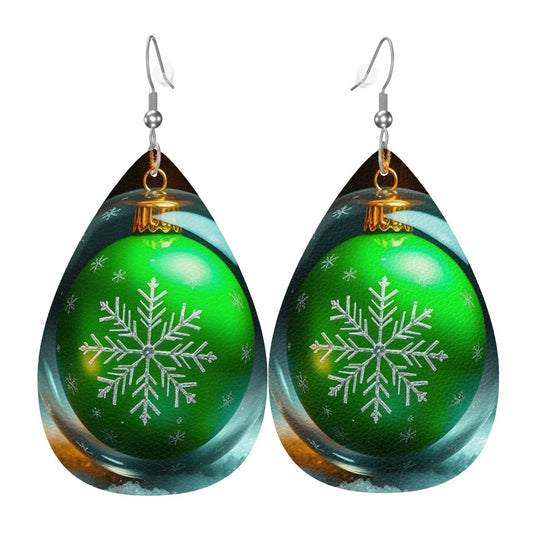 Christmas Leather Teardrop Earrings - World Kryptonite