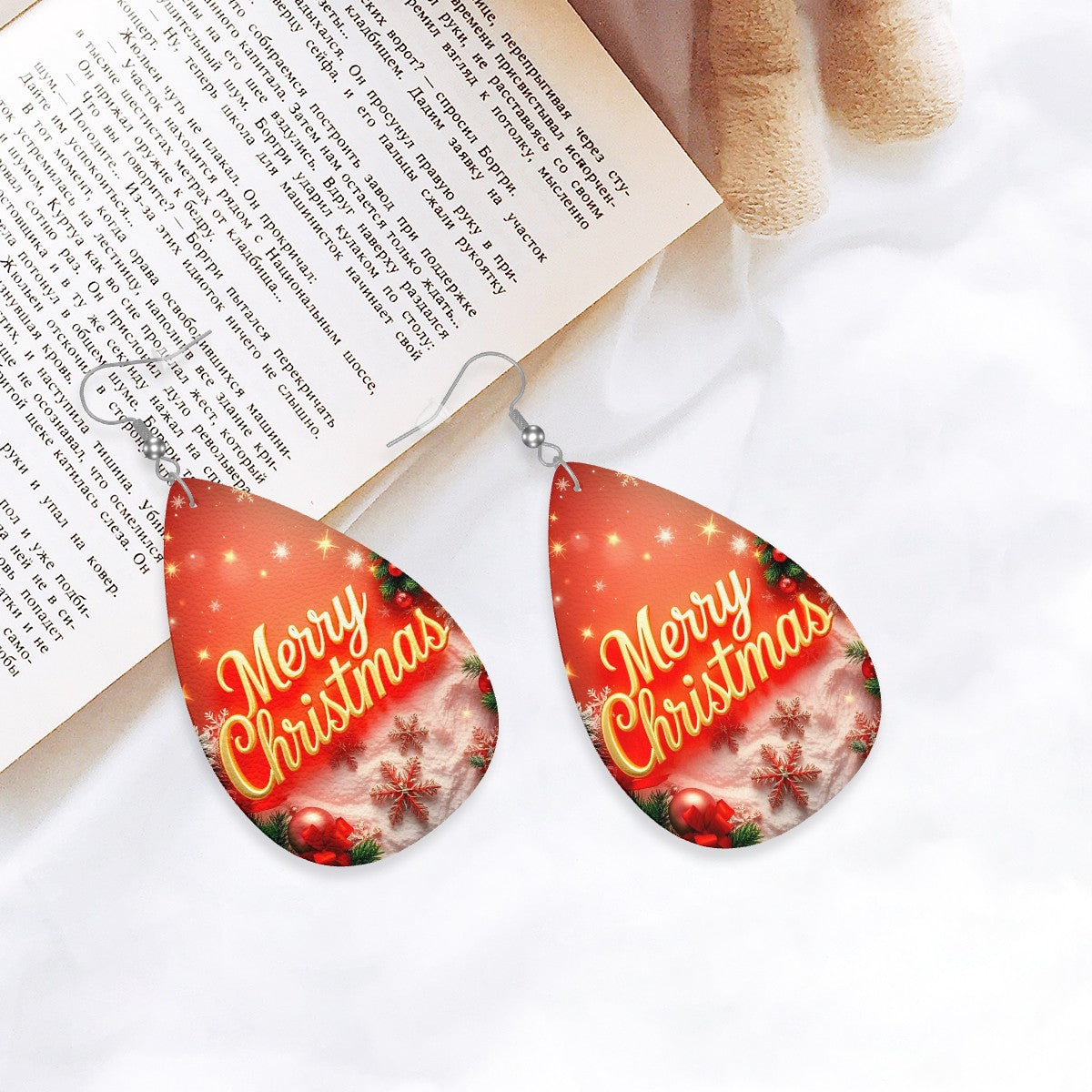 Christmas Leather Teardrop Earrings - World Kryptonite