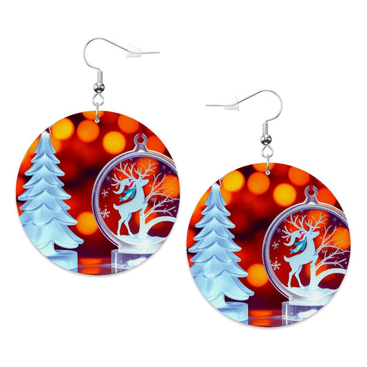 Christmas pleasure: Leather Round Earrings