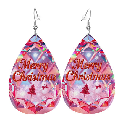 Christmas Leather Teardrop Earrings - World Kryptonite