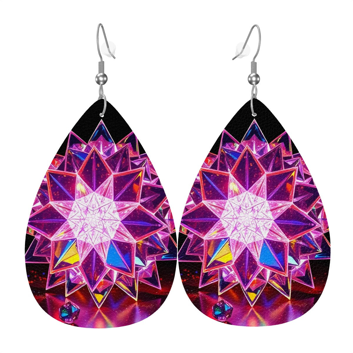 Mystic Leather Teardrop Earrings - World Kryptonite