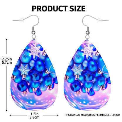 Christmas Charm Leather Teardrop Earrings