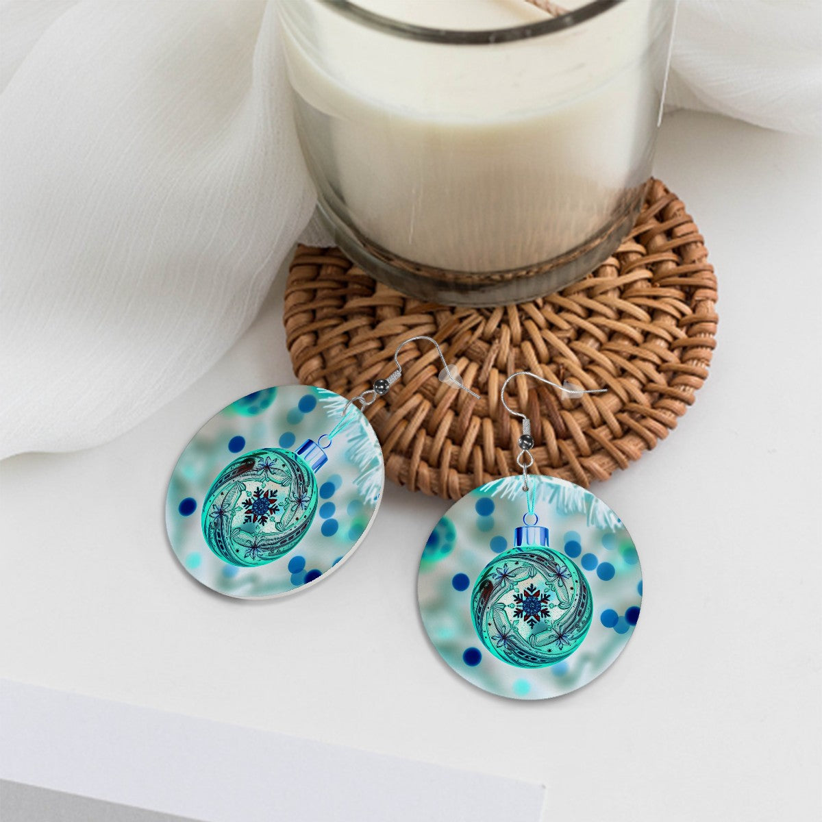 Holiday Sparkle Leather Round Earrings - World Kryptonite