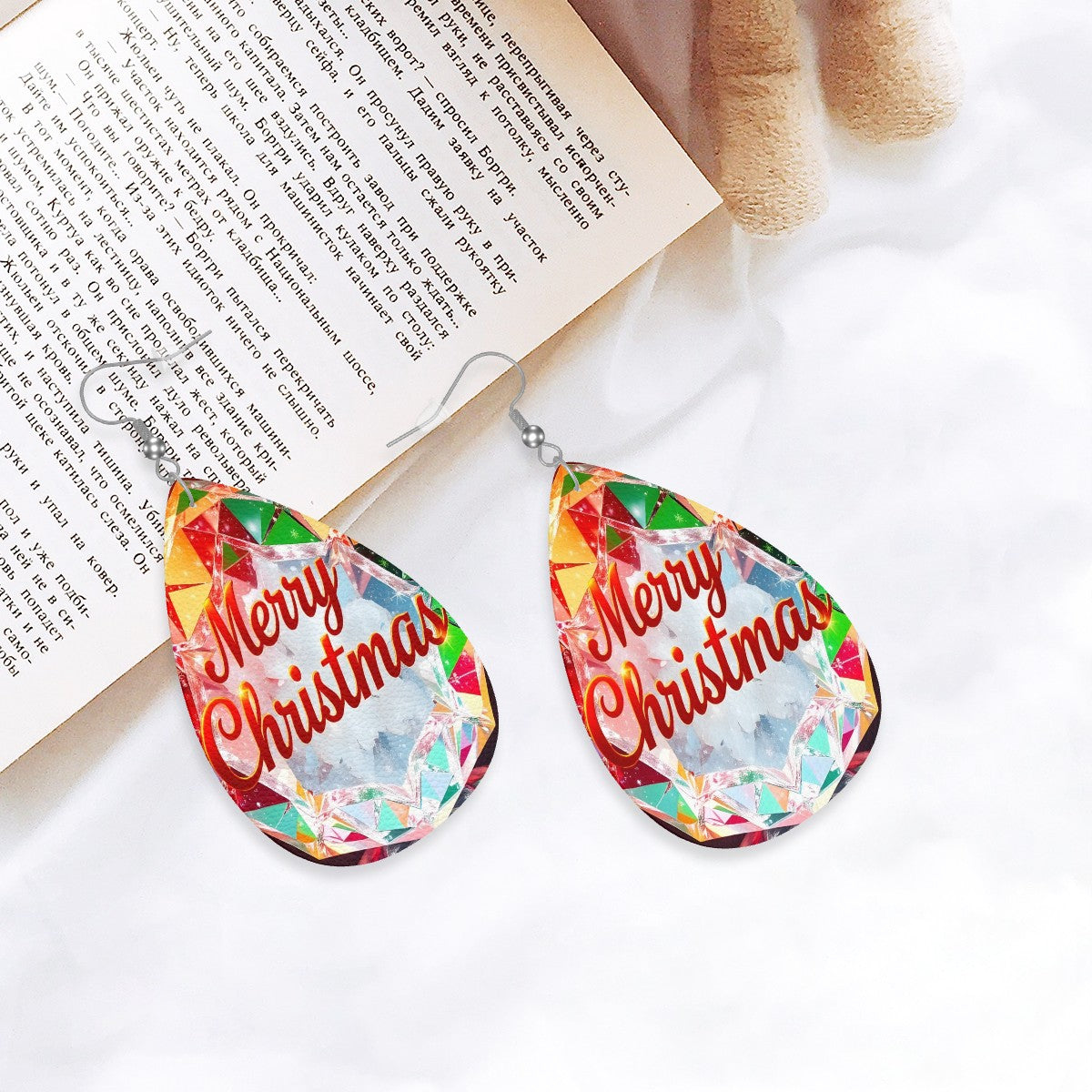 Christmas Leather Teardrop Earrings - World Kryptonite