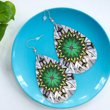 Mystic Leather Teardrop Earrings - World Kryptonite