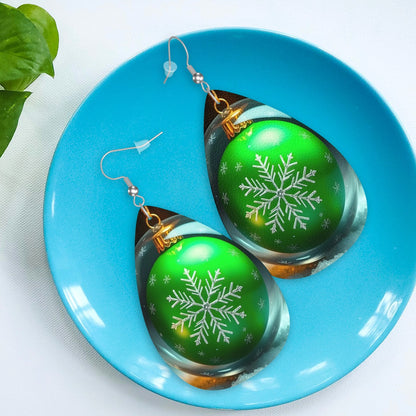 Christmas Leather Teardrop Earrings - World Kryptonite