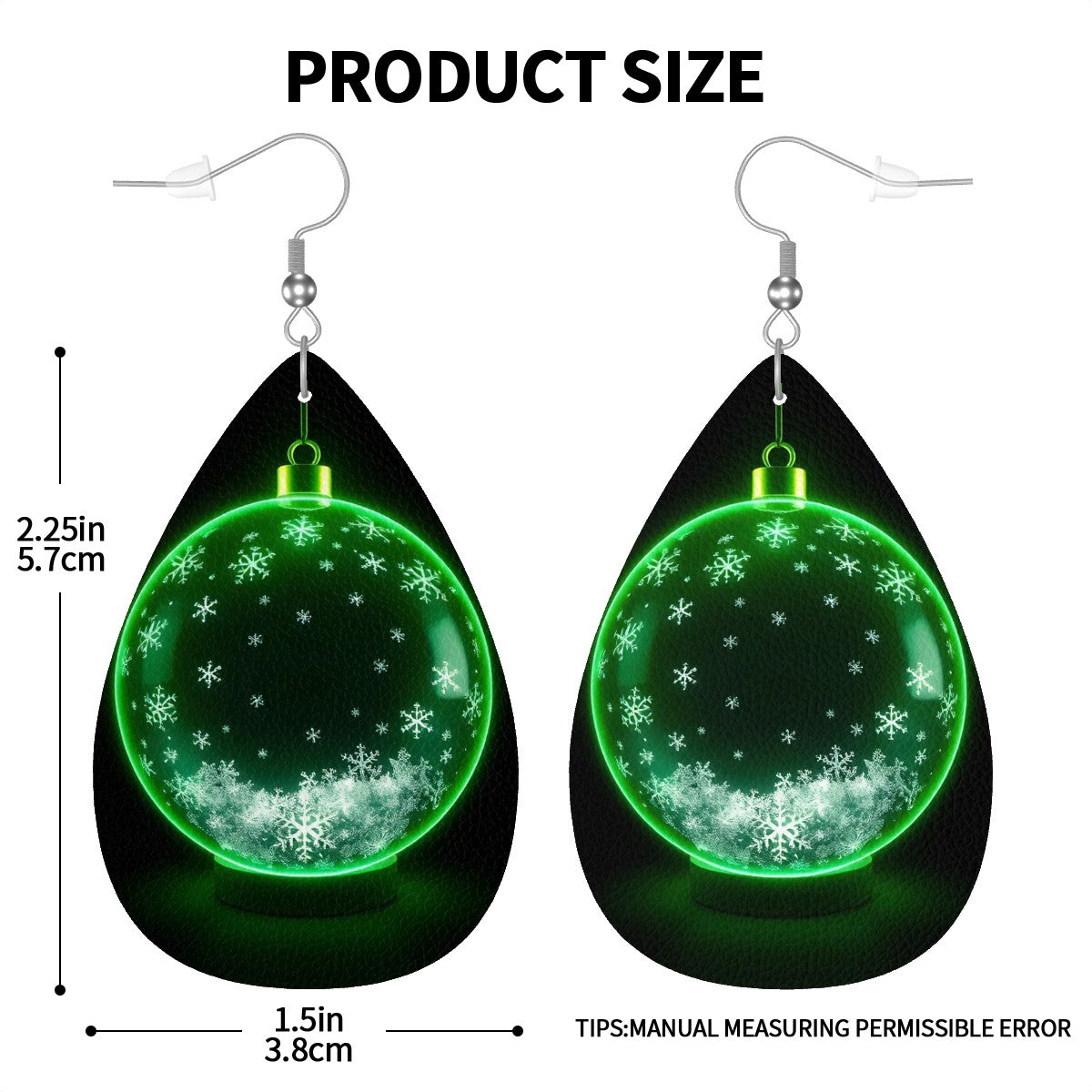 Green Christmas Pixie Leather Teardrop Earrings - World Kryptonite