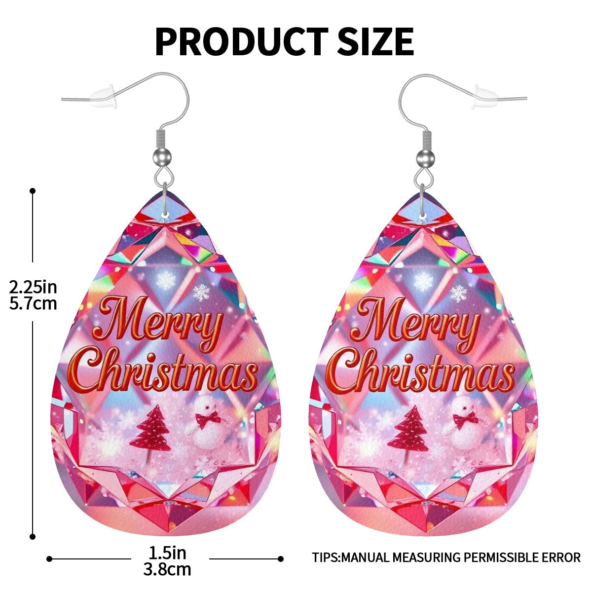 Christmas Leather Teardrop Earrings - World Kryptonite