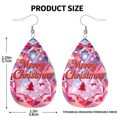 Christmas Leather Teardrop Earrings - World Kryptonite