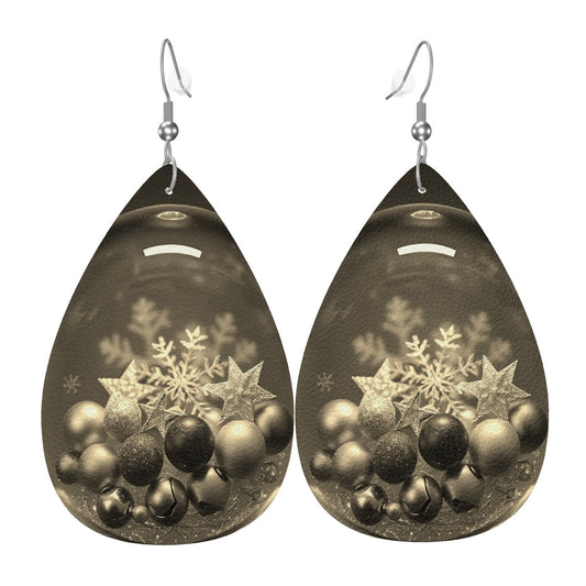 Frosted Delight Leather Teardrop Earrings