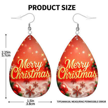 Christmas Leather Teardrop Earrings - World Kryptonite