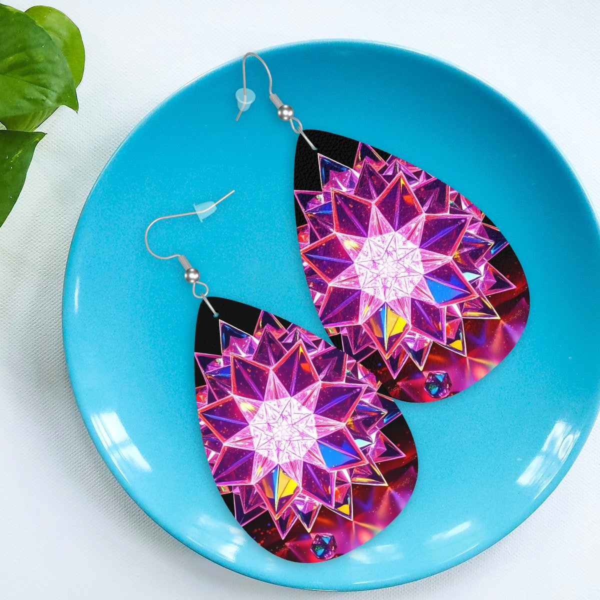 Mystic Leather Teardrop Earrings - World Kryptonite