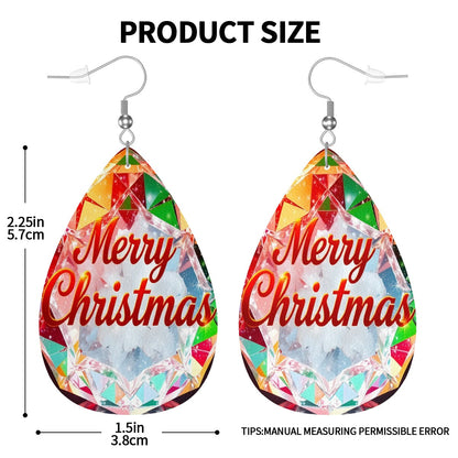 Christmas Leather Teardrop Earrings - World Kryptonite